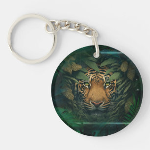 Tiger hiding in Foliage               Keychain