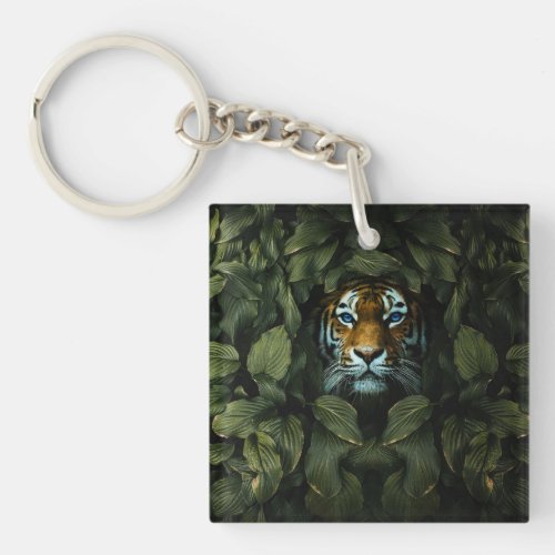 Tiger hiding  keychain