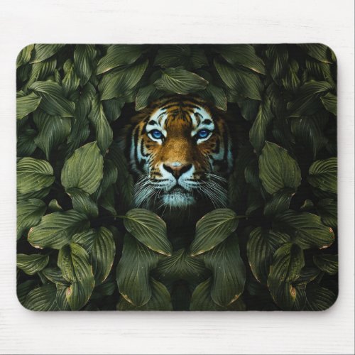 Tiger hiding  mouse pad