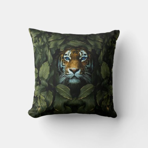 Tiger hiding throw pillow