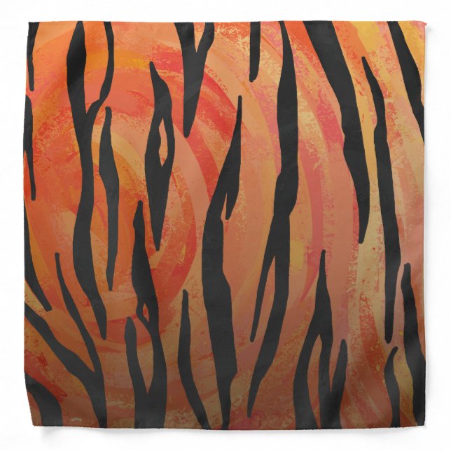 Tiger Hot orange and Black Print Bandana (Front)