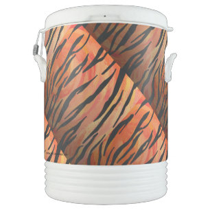 Tiger Hot orange and Black Print Beverage Cooler