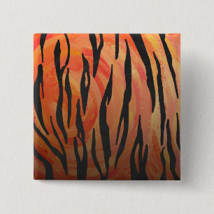 Tiger Hot orange and Black Print Button