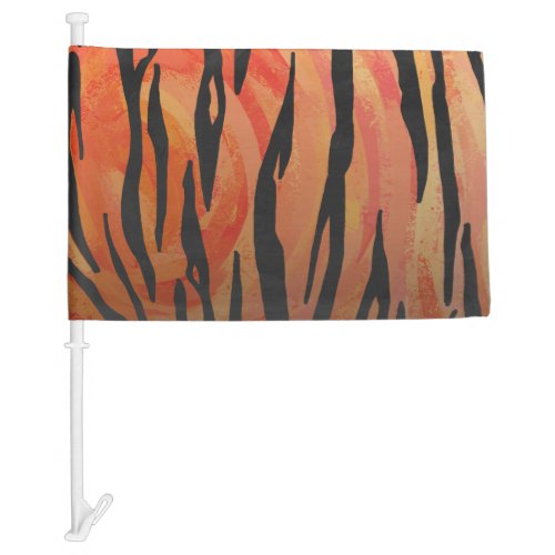 Tiger Hot orange and Black Print Car Flag