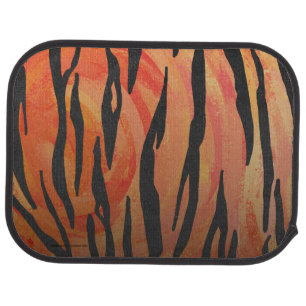 Tiger Hot orange and Black Print Car Floor Mat