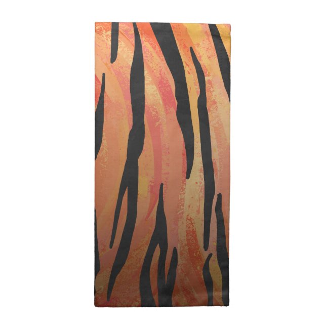 Tiger Hot orange and Black Print Cloth Napkin (Half Fold)