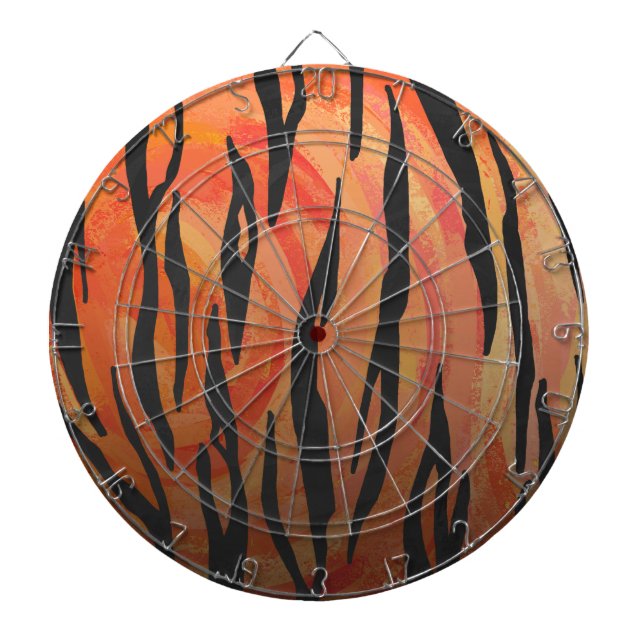 Tiger Hot orange and Black Print Dart Board (Front)