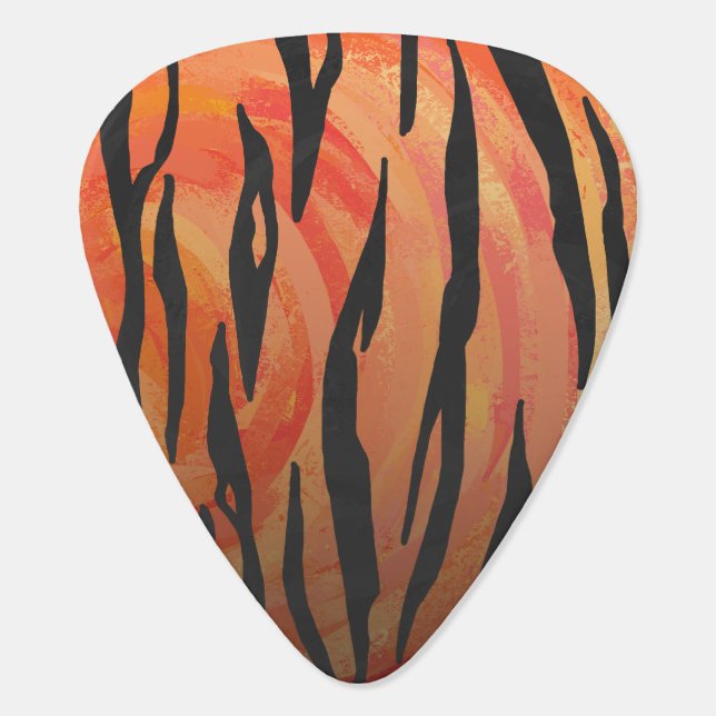 Tiger Hot orange and Black Print Guitar Pick (Back)