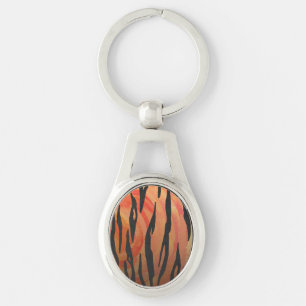 Tiger Hot orange and Black Print Keychain