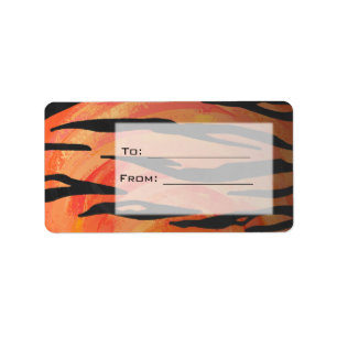 Tiger Hot orange and Black Print Label