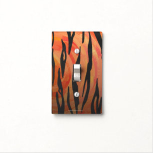 Tiger Hot orange and Black Print Light Switch Cover