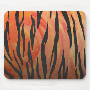 Tiger Hot orange and Black Print Mouse Pad
