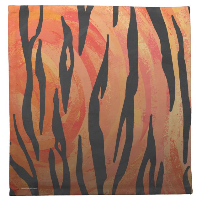 Tiger Hot orange and Black Print Napkin (Front)