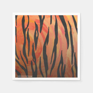 Tiger Hot orange and Black Print Napkins