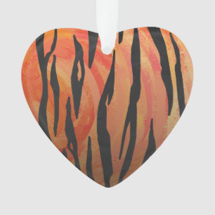 Tiger Hot orange and Black Print Ornament