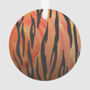 Tiger Hot orange and Black Print Ornament
