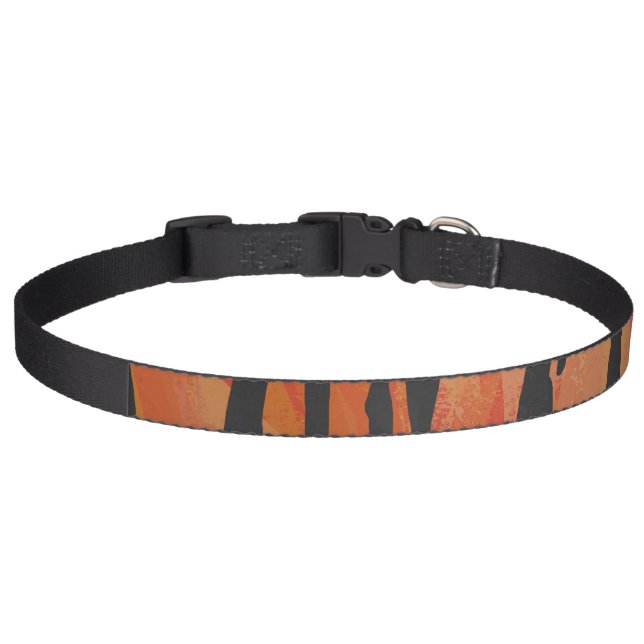 Tiger Hot orange and Black Print Pet Collar (Front)