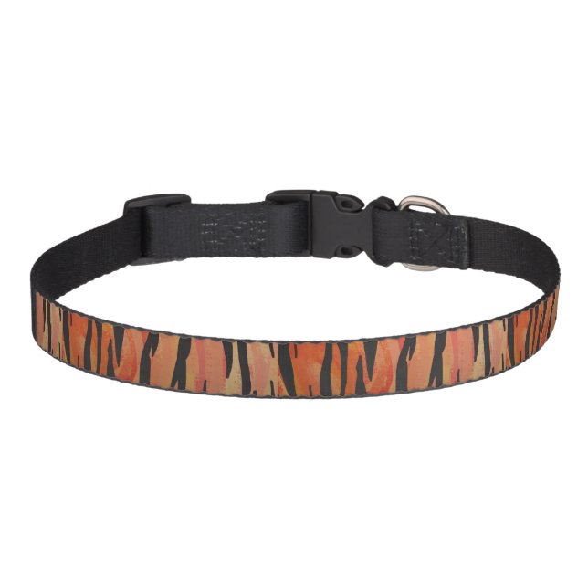 Tiger Hot orange and Black Print Pet Collar (Front)