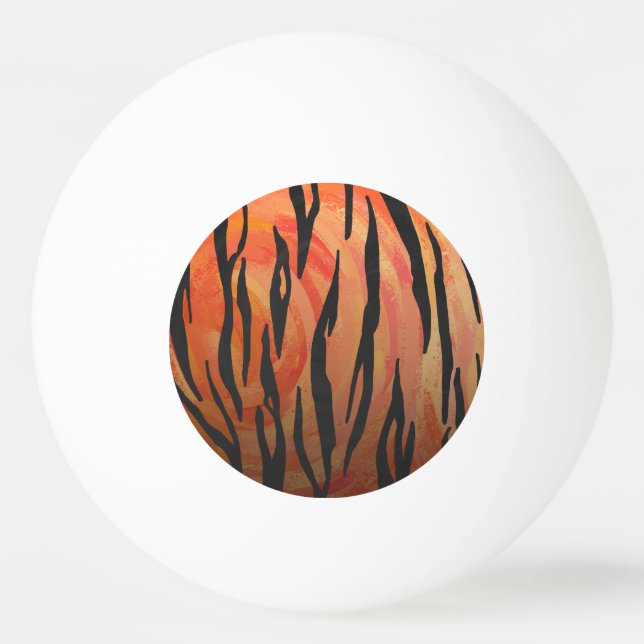 Tiger Hot orange and Black Print Ping-Pong Ball (Front)
