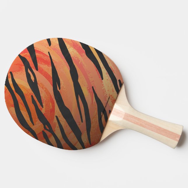 Tiger Hot orange and Black Print Ping-Pong Paddle (Side)