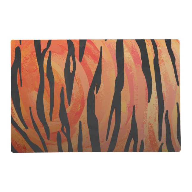 Tiger Hot orange and Black Print Placemat (Front)
