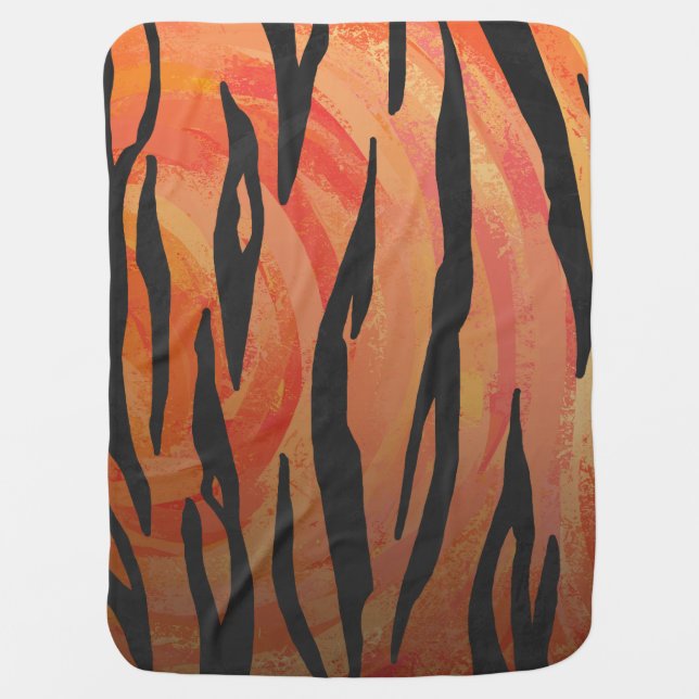 Tiger Hot orange and Black Print Receiving Blanket (Front)