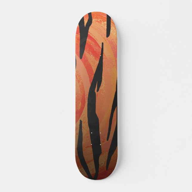 Tiger Hot orange and Black Print Skateboard Deck (Front)