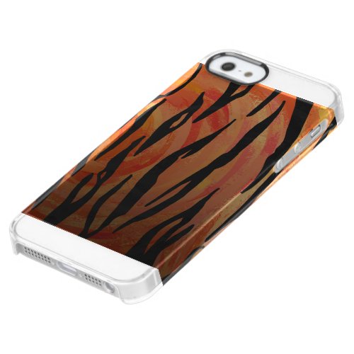 Tiger Hot orange and Black Print Clear iPhone SE55s Case