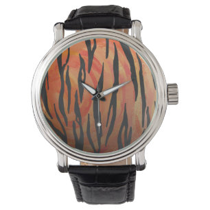 Tiger Hot orange and Black Print Watch