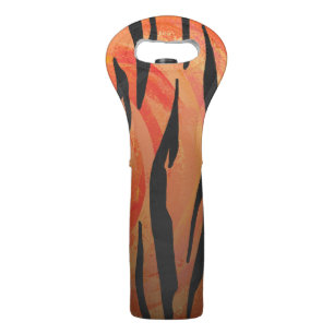 Tiger Hot orange and Black Print Wine Bag