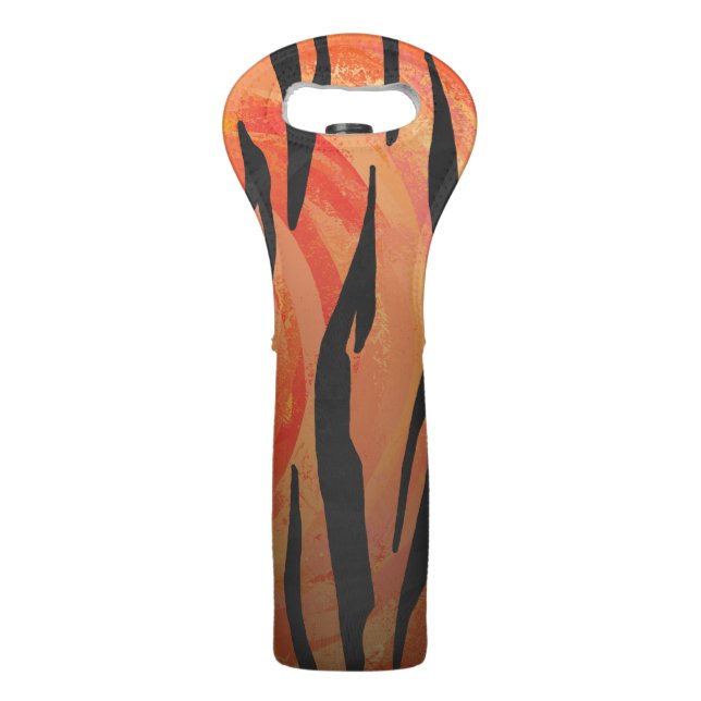 Tiger Hot orange and Black Print Wine Bag (Front)