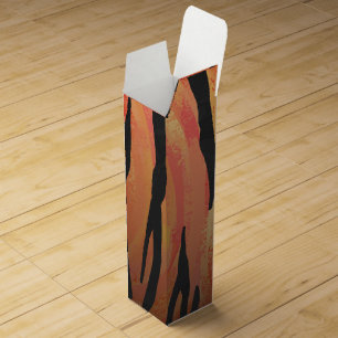 Tiger Hot orange and Black Print Wine Box