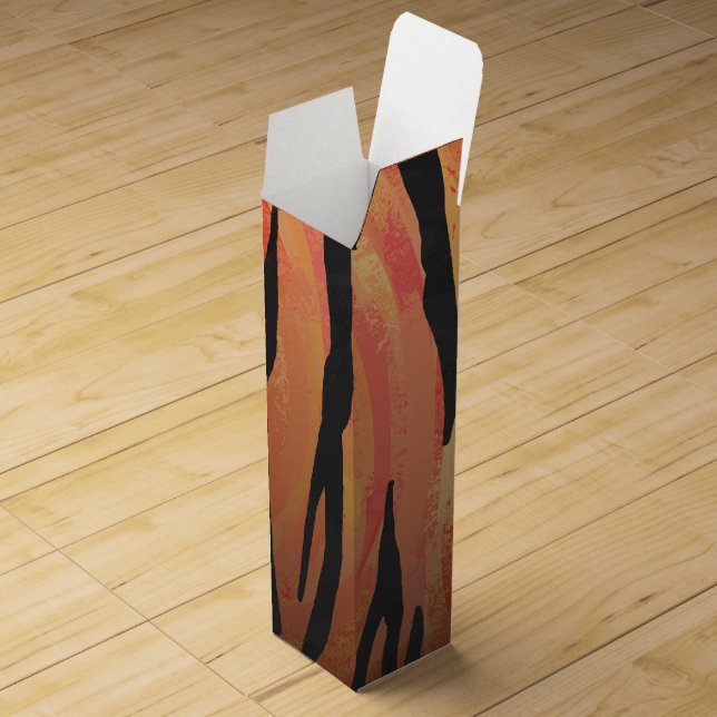 Tiger Hot orange and Black Print Wine Box (Opened)