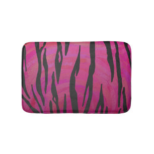 Tiger Hot Pink and Black Print Bathroom Mat