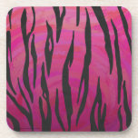 Tiger Hot Pink And Black Print Beverage Coaster at Zazzle