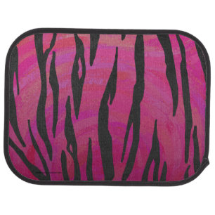 Tiger Hot Pink and Black Print Car Floor Mat