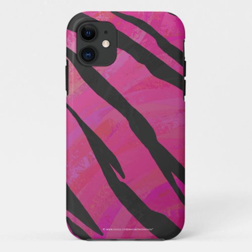 Tiger Hot Pink and Black Print iPhone 11 Case