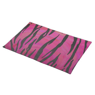 Tiger Hot Pink and Black Print Cloth Placemat