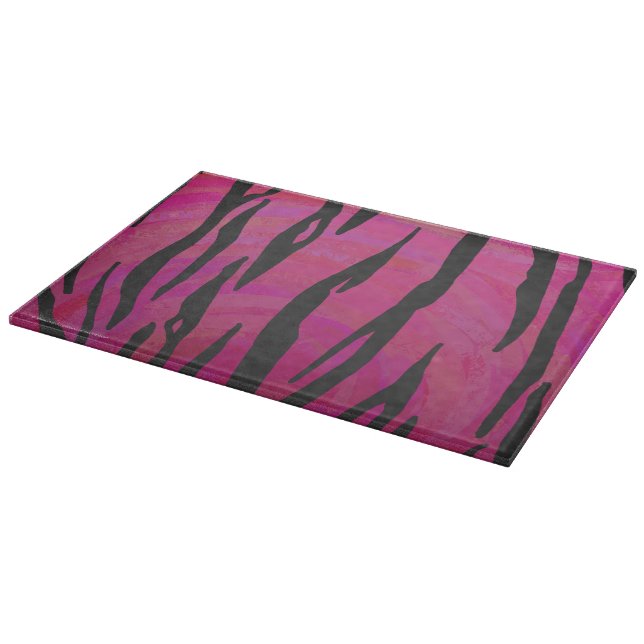 Tiger Hot Pink and Black Print Cutting Board (Corner)