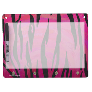Tiger Hot Pink and Black Print Dry Erase Board With Keychain Holder
