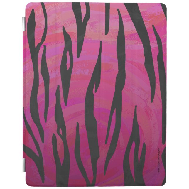 Tiger Hot Pink and Black Print iPad Smart Cover (Front)