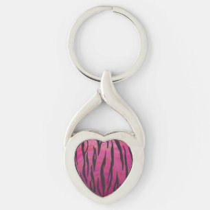 Tiger Hot Pink and Black Print Keychain