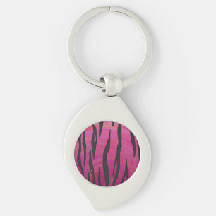 Tiger Hot Pink and Black Print Keychain