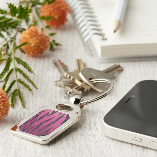 Tiger Hot Pink and Black Print Keychain (Side)