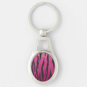 Tiger Hot Pink and Black Print Keychain