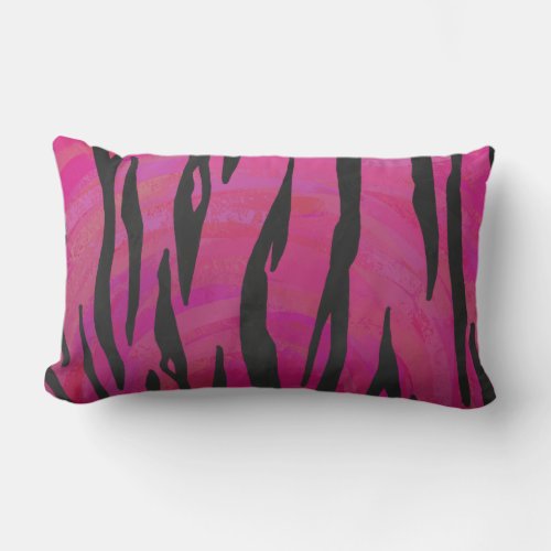 Tiger Hot Pink and Black Print Lumbar Pillow