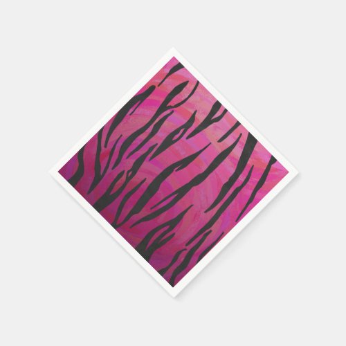 Tiger Hot Pink and Black Print Paper Napkins