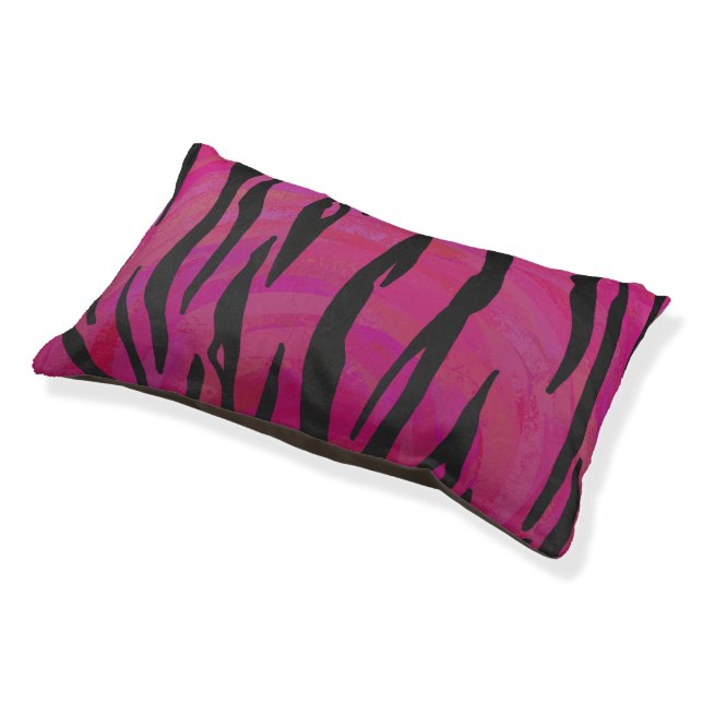 Tiger Hot Pink and Black Print Pet Bed (Angled)
