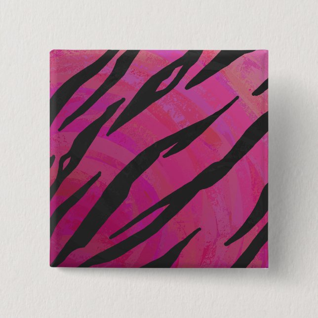 Tiger Hot Pink and Black Print Pinback Button (Front)