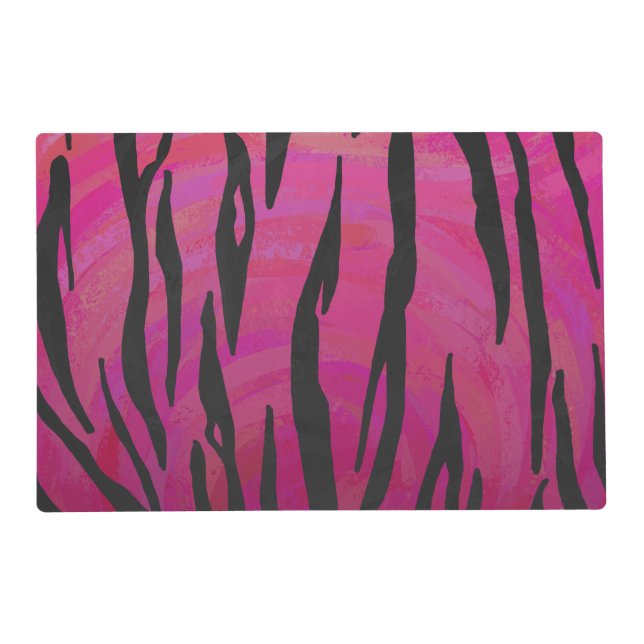 Tiger Hot Pink and Black Print Placemat (Front)